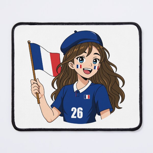 Item preview, France Beret Girl Waving National Flag Anime designed and sold by Anne97s.