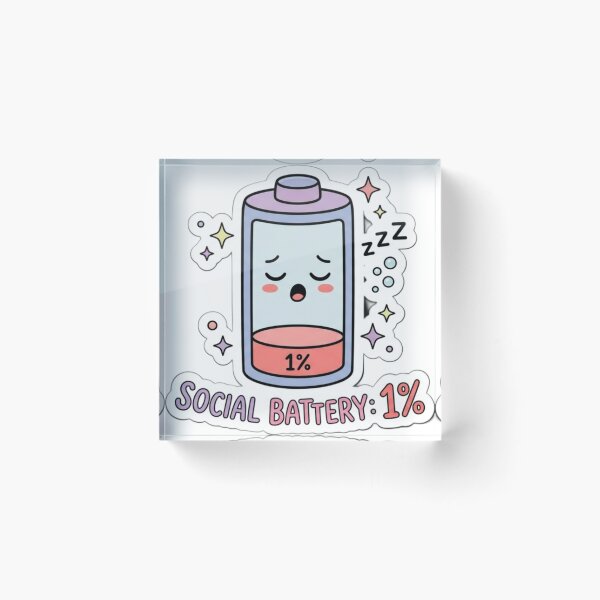 Artikelvorschau, Social Battery 1% Sticker | Niedliches Introvertierten-Meme | Kawaii Low Battery entworfen und verkauft von AdityaShop18.