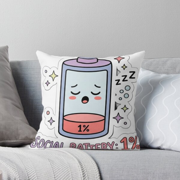 Item preview, Social Battery 1% Sticker | Cute Introvert Meme | Kawaii Low Battery designed and sold by AdityaShop18.