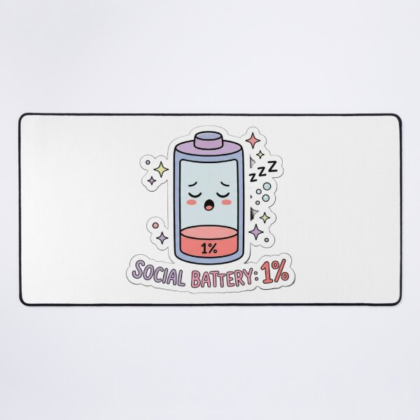 Item preview, Social Battery 1% Sticker | Cute Introvert Meme | Kawaii Low Battery designed and sold by AdityaShop18.