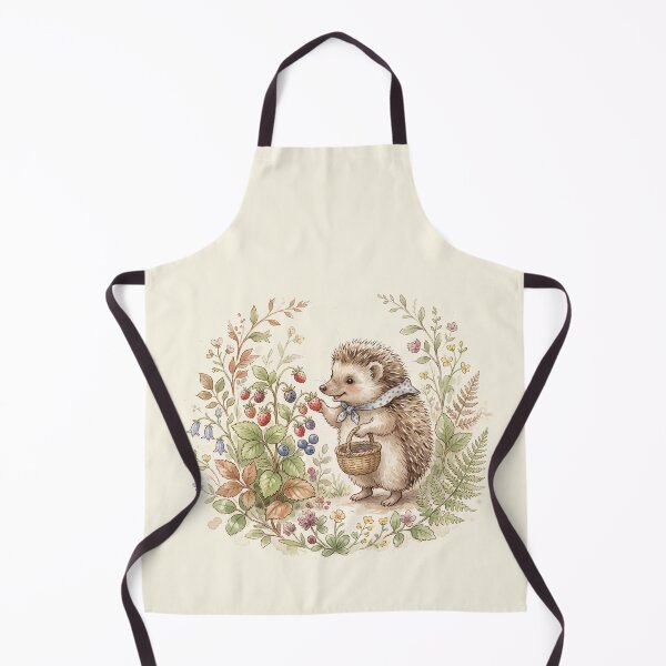 Item preview, Little Hedgehog Gathering Berries - Sweet Forest Watercolor designed and sold by Pasteltone.