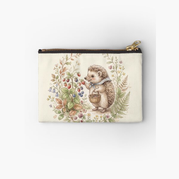 Item preview, Little Hedgehog Gathering Berries - Sweet Forest Watercolor designed and sold by Pasteltone.