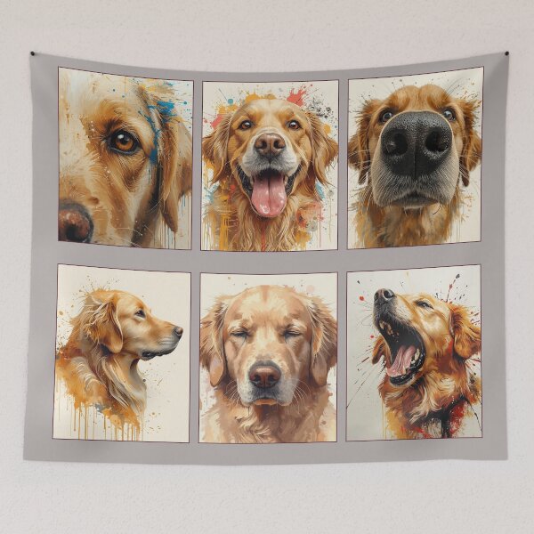 Item preview, Golden Retriever 6 Moods Splash Art Print | Expressive Dog Portrait Collection | Modern Dog Lover Wall Decor designed and sold by Panom Suavichien.