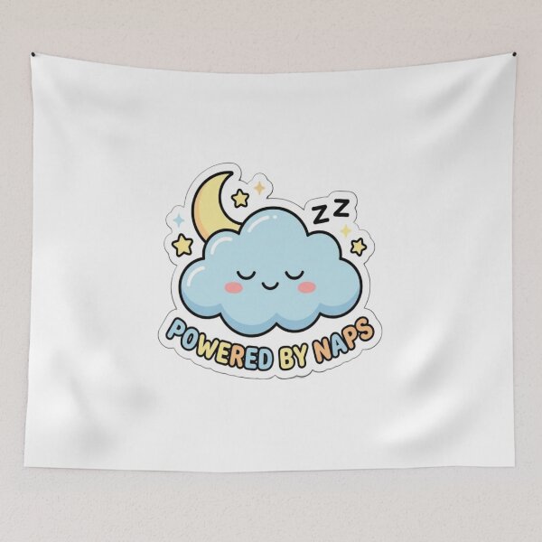 Item preview, Pegatina Powered by Naps | Nube dormilona adorable | Regalo kawaii para amantes del sueño designed and sold by AdityaShop18.