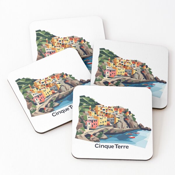 Item preview, Cinque Terre Italy Travel Poster - Abstract Italian Coastal Architecture Art designed and sold by OzzFrequency.
