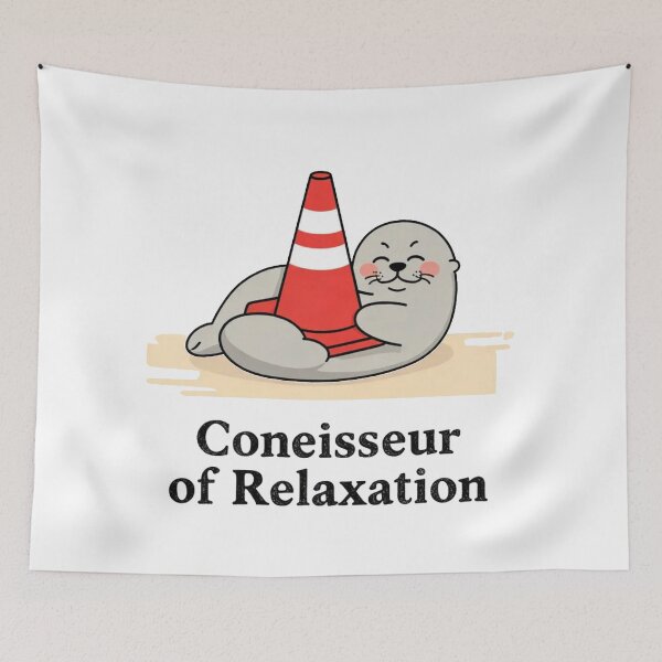 Item preview, Funny Seal Hugging Traffic Cone Cute Cartoon T-Shirt Design designed and sold by Evv_u.