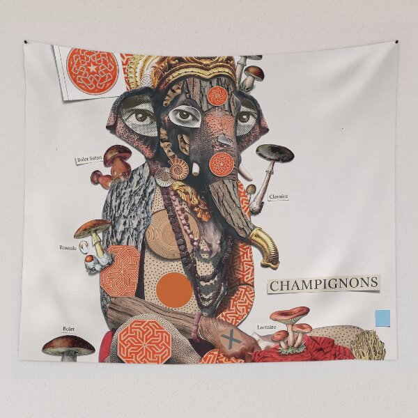 Item preview, Lord Ganesha Mushroom Collage designed and sold by Mystikos Art.