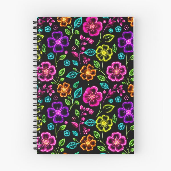 Item preview, Neon Floral Pattern Dark Background Colorful Flowers designed and sold by Aureva Arts Shop.