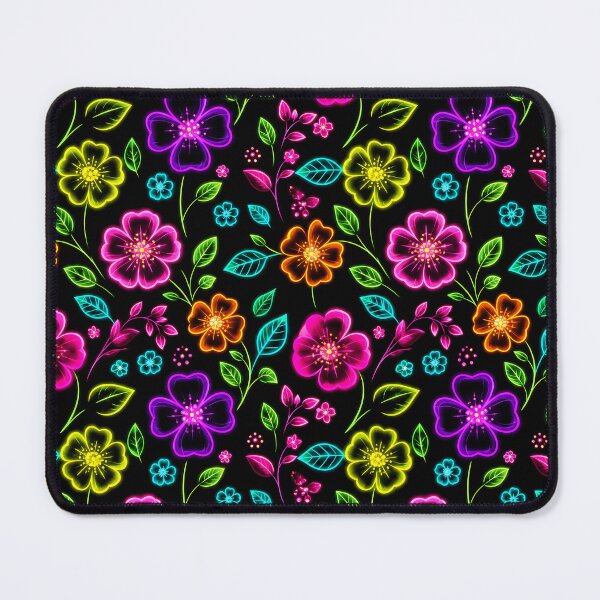 Item preview, Neon Floral Pattern Dark Background Colorful Flowers designed and sold by Aureva Arts Shop.