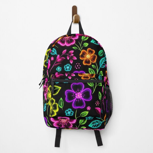 Item preview, Neon Floral Pattern Dark Background Colorful Flowers designed and sold by Aureva Arts Shop.