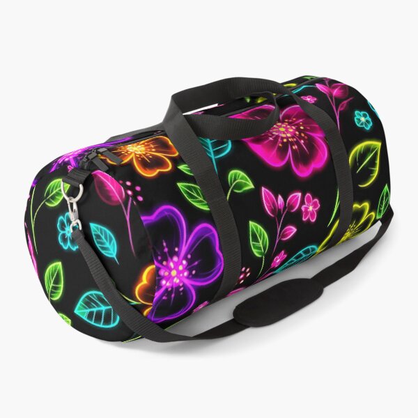 Artikelvorschau, Neon Blumenmuster Dunkler Hintergrund Farbenfrohe Blumen entworfen und verkauft von Aureva Arts Shop.