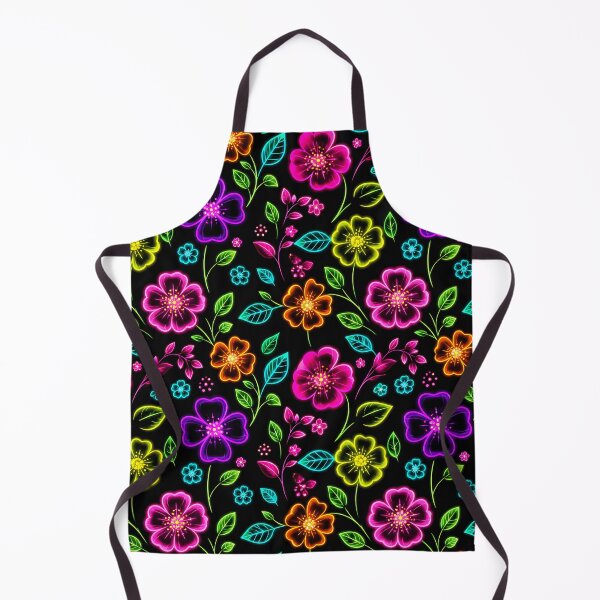 Item preview, Neon Floral Pattern Dark Background Colorful Flowers designed and sold by Aureva Arts Shop.