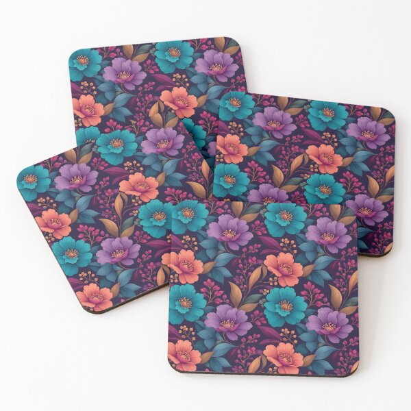 Item preview, Colorful Floral Pattern — Botanical Dark Background Home Decor Art designed and sold by Aureva Arts Shop.