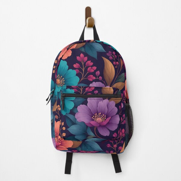Item preview, Colorful Floral Pattern — Botanical Dark Background Home Decor Art designed and sold by Aureva Arts Shop.