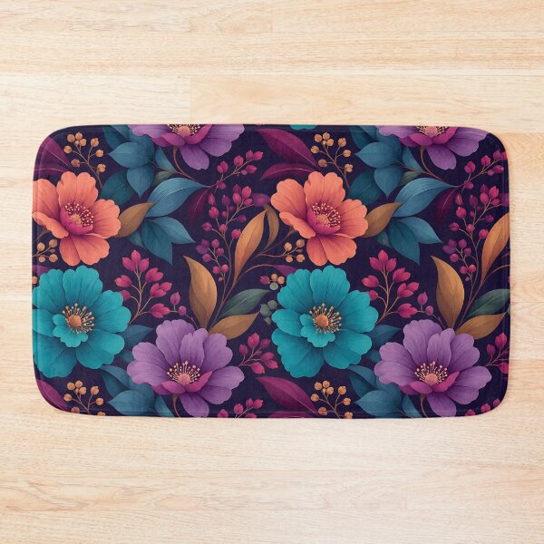 Item preview, Colorful Floral Pattern — Botanical Dark Background Home Decor Art designed and sold by Aureva Arts Shop.