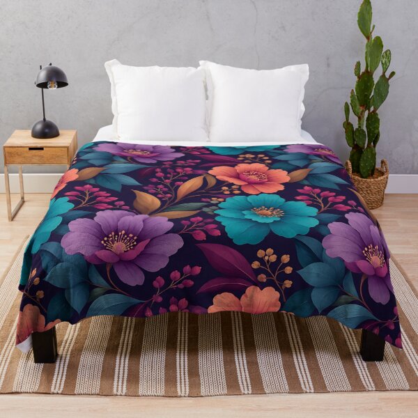 Item preview, Colorful Floral Pattern — Botanical Dark Background Home Decor Art designed and sold by Aureva Arts Shop.