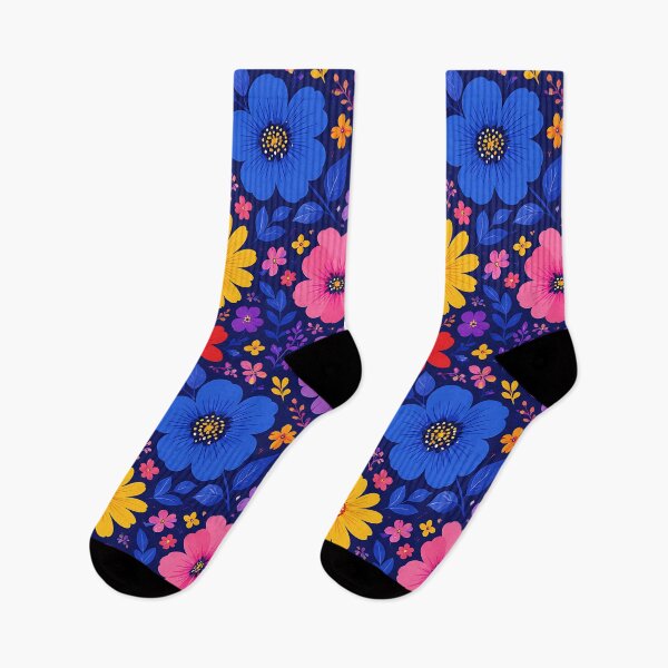 Item preview, Bold Floral Seamless Pattern on Dark Navy Blue designed and sold by Aureva Arts Shop.