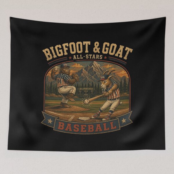 Item preview, Bigfoot & Goat All-Stars – Baseball Showdown designed and sold by NicheBloom.