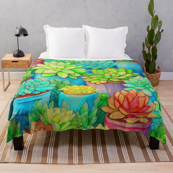Item preview, Succulent Garden In Aqua-Blue Pots Fantasy Art designed and sold by DEC02.