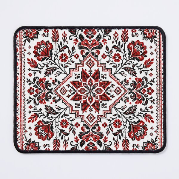 Item preview, Traditional Ukrainian Embroidery Geometric Star and Red Peonies Pattern designed and sold by BrainCurves.