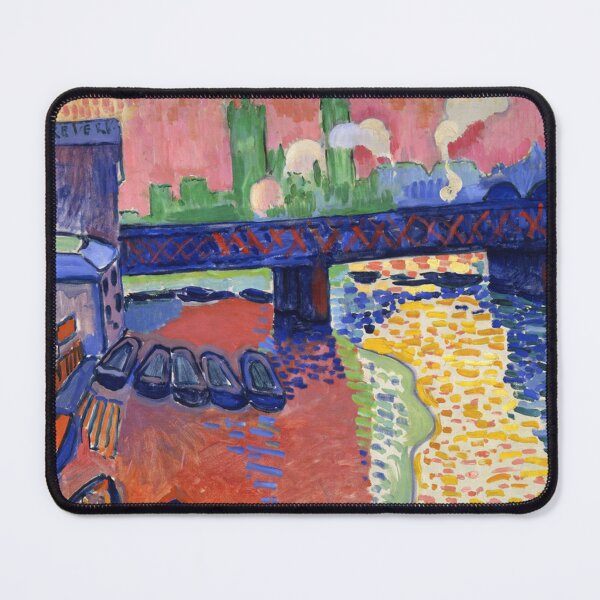 Aperçu de l'œuvre Pont de Charing Cross par André Derain - Reproduction d'art expressionniste représentant un pont urbain, idéale pour une décoration intérieure moderne créée et vendue par RickE.