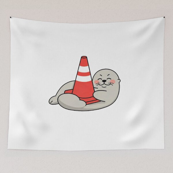 Item preview, Funny Seal Hugging Traffic Cone Cute Cartoon T-Shirt Design designed and sold by Evv_u.