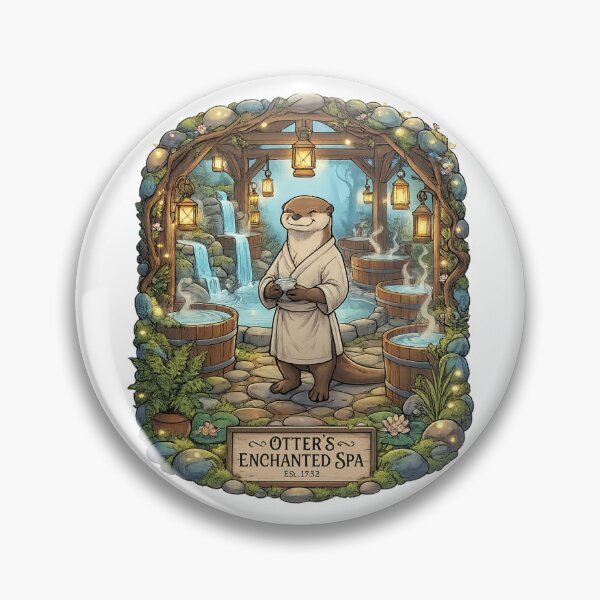 Item preview, Otter's Enchanted Spa | Cozy Hot Springs Otter | Whimsical Fantasy Bathhouse Art designed and sold by MrDev.