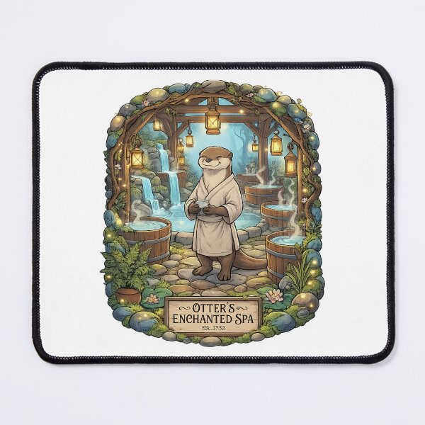 Item preview, Otter's Enchanted Spa | Cozy Hot Springs Otter | Whimsical Fantasy Bathhouse Art designed and sold by MrDev.