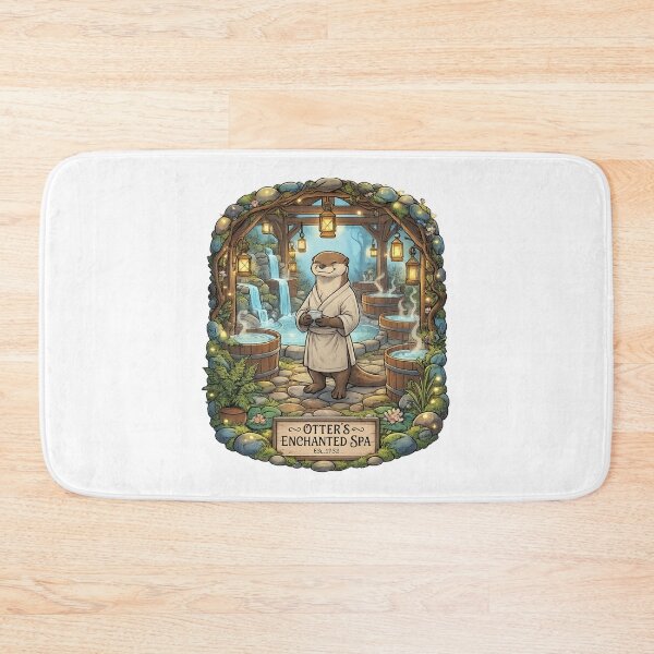 Item preview, Otter's Enchanted Spa | Cozy Hot Springs Otter | Whimsical Fantasy Bathhouse Art designed and sold by MrDev.