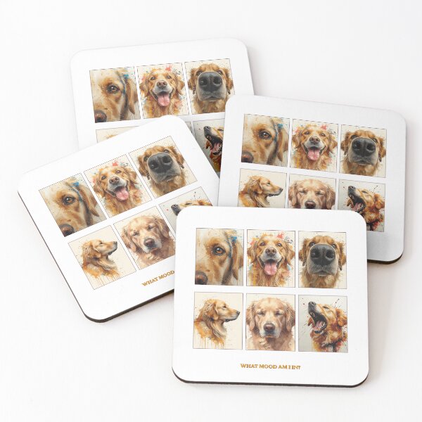 Item preview, What Mood Am I In Golden Retriever Splash Art Print | 6 Moods Expressive Dog Portrait | Funny Dog Lover Gift designed and sold by Panom Suavichien.