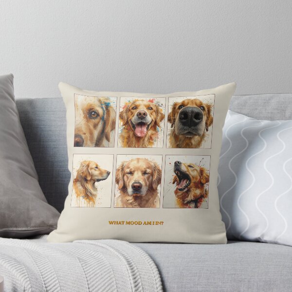 Item preview, What Mood Am I In Golden Retriever Splash Art Print | 6 Moods Expressive Dog Portrait | Funny Dog Lover Gift designed and sold by Panom Suavichien.