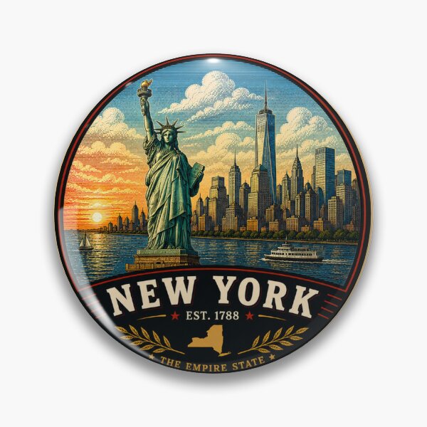 Item preview, New York Retro State Badge – Vintage Travel Graphic designed and sold by Mac Sketches.