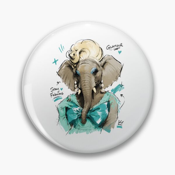 Item preview, Stay Fabulous Glamour Elephant with Pearls – Hand-Drawn Diva Art designed and sold by RamyGallery.