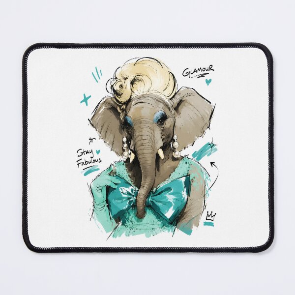 Item preview, Stay Fabulous Glamour Elephant with Pearls – Hand-Drawn Diva Art designed and sold by RamyGallery.