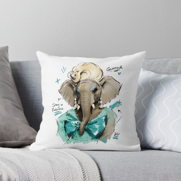 Item preview, Stay Fabulous Glamour Elephant with Pearls – Hand-Drawn Diva Art designed and sold by RamyGallery.