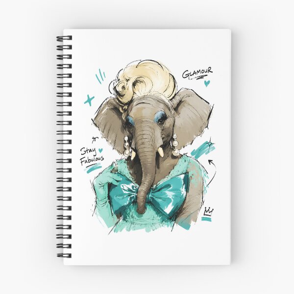 Item preview, Stay Fabulous Glamour Elephant with Pearls – Hand-Drawn Diva Art designed and sold by RamyGallery.