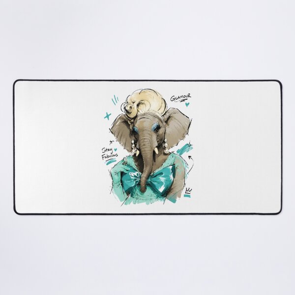 Item preview, Stay Fabulous Glamour Elephant with Pearls – Hand-Drawn Diva Art designed and sold by RamyGallery.