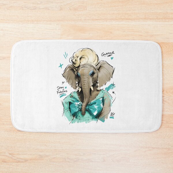 Item preview, Stay Fabulous Glamour Elephant with Pearls – Hand-Drawn Diva Art designed and sold by RamyGallery.
