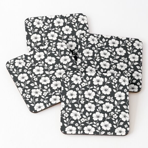 Item preview, Black and White Floral Pattern Graphic Design designed and sold by Aureva Arts Shop.