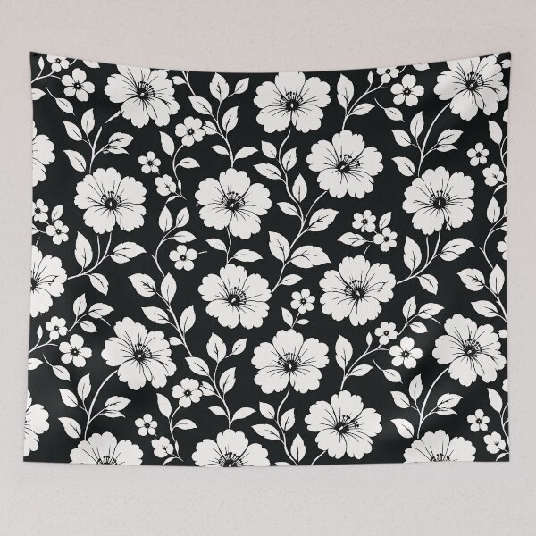 Item preview, Black and White Floral Pattern Graphic Design designed and sold by Aureva Arts Shop.