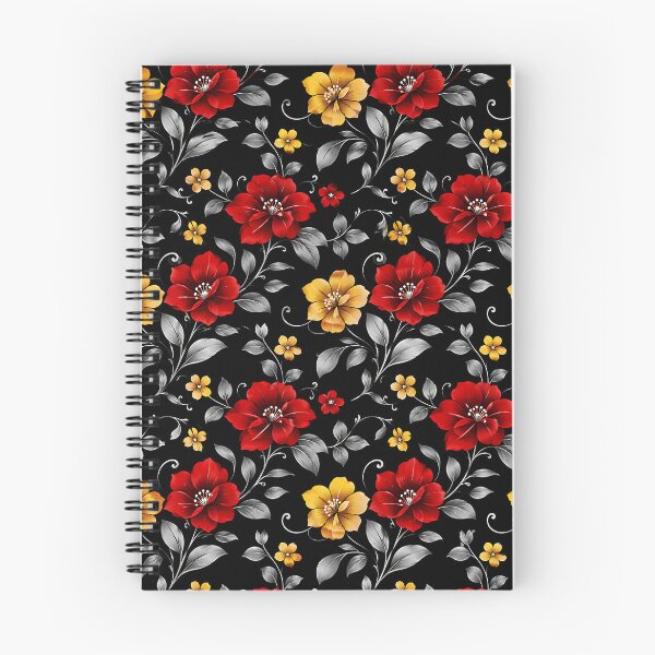Item preview, Dark Floral Pattern Red Gold Black Botanical designed and sold by Aureva Arts Shop.