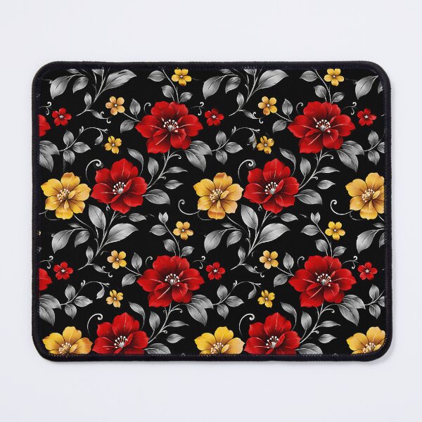 Item preview, Dark Floral Pattern Red Gold Black Botanical designed and sold by Aureva Arts Shop.