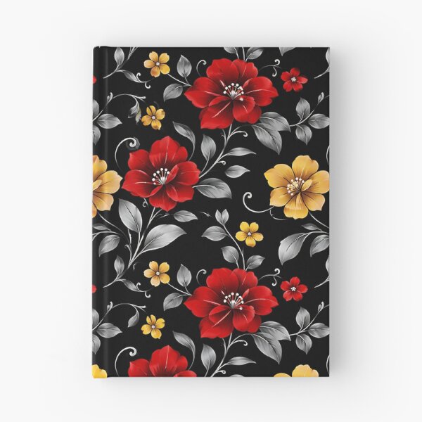 Item preview, Dark Floral Pattern Red Gold Black Botanical designed and sold by Aureva Arts Shop.