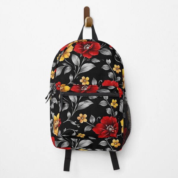 Item preview, Dark Floral Pattern Red Gold Black Botanical designed and sold by Aureva Arts Shop.