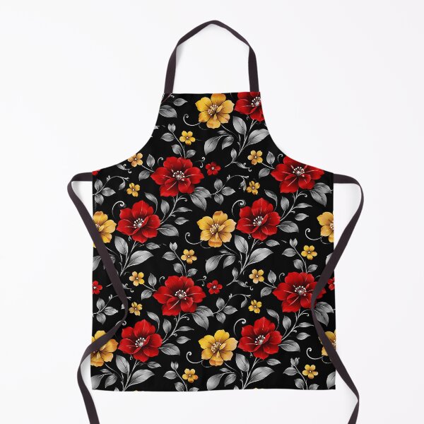 Item preview, Dark Floral Pattern Red Gold Black Botanical designed and sold by Aureva Arts Shop.