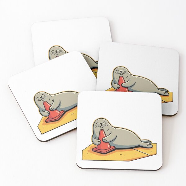 Item preview, Funny Seal Hugging Traffic Cone Cute Cartoon T-Shirt Design designed and sold by Evv_u.