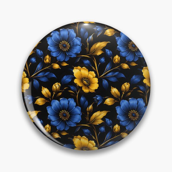 Item preview, Dark Blue Gold Floral Seamless Botanical Pattern Art designed and sold by Aureva Arts Shop.