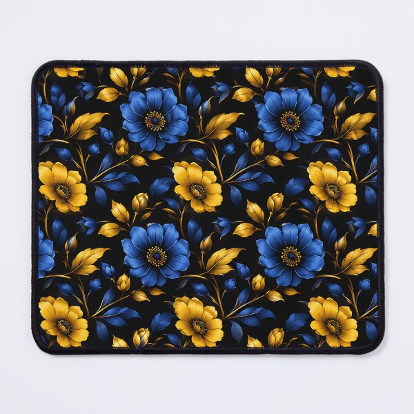 Item preview, Dark Blue Gold Floral Seamless Botanical Pattern Art designed and sold by Aureva Arts Shop.