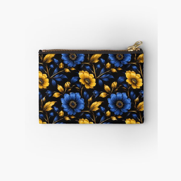 Item preview, Dark Blue Gold Floral Seamless Botanical Pattern Art designed and sold by Aureva Arts Shop.