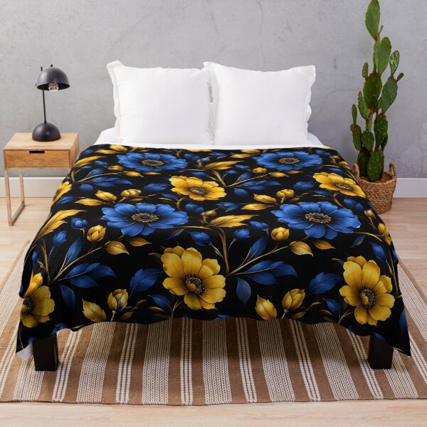 Item preview, Dark Blue Gold Floral Seamless Botanical Pattern Art designed and sold by Aureva Arts Shop.